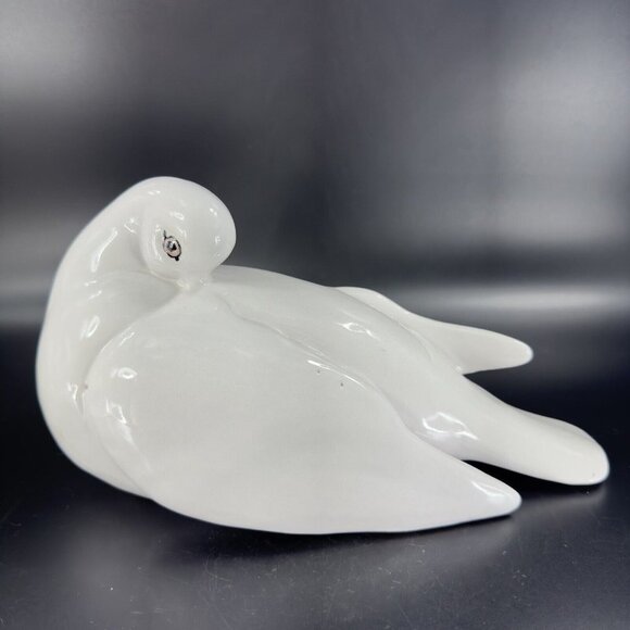 Italian Art Pottery Ruffled Fluffy Dove Large Hand Painted Pigeon Bird Marked - Picture 15 of 16